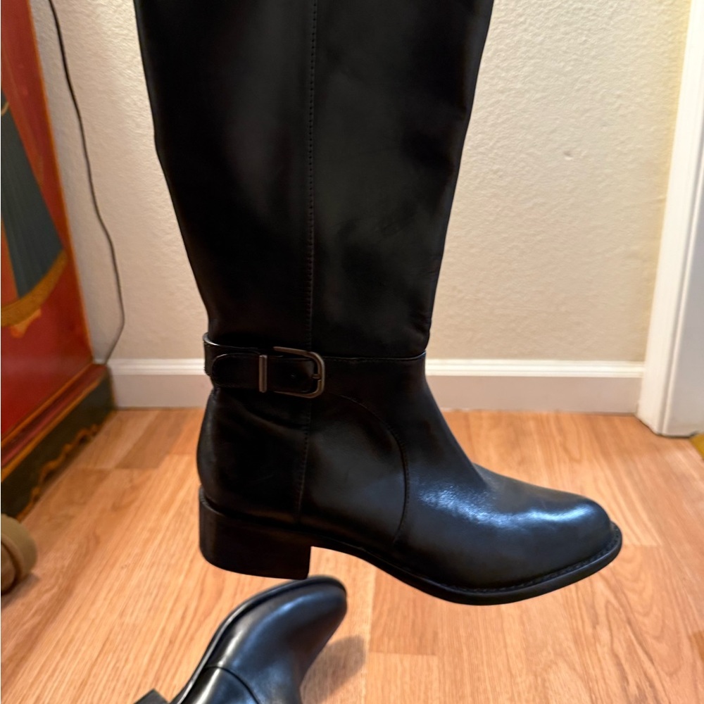 Black Leather Knee-High Boots, Via Spiga